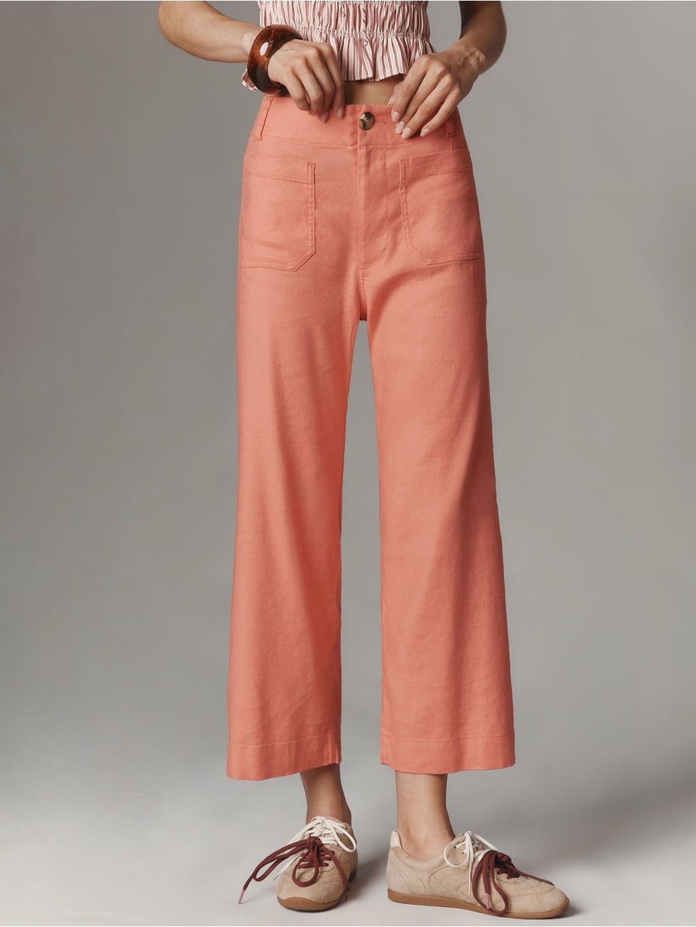 Anthropologie Maeve The Colette Wide Leg Cropped Pink Sz‎ 27